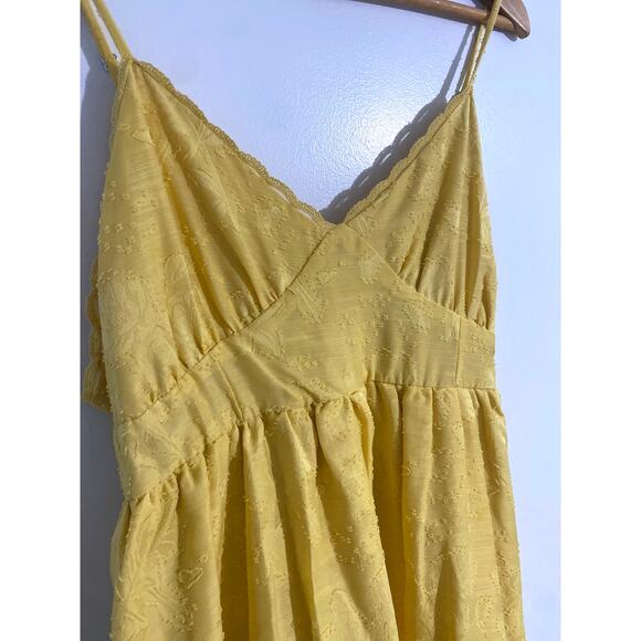 Wild Fable NWT babydoll mini dress women’s size XXL yellow textured boho peasant - Picture 3 of 6